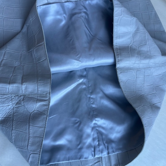 RED VALENTINO Embossed Leather Reptile A-line Skirt In Grey - Picture 12 of 13